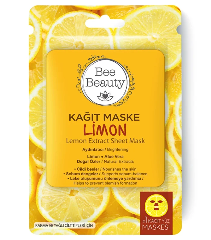 Bee Beauty Limon Desenli Kağıt Yüz Maskesi